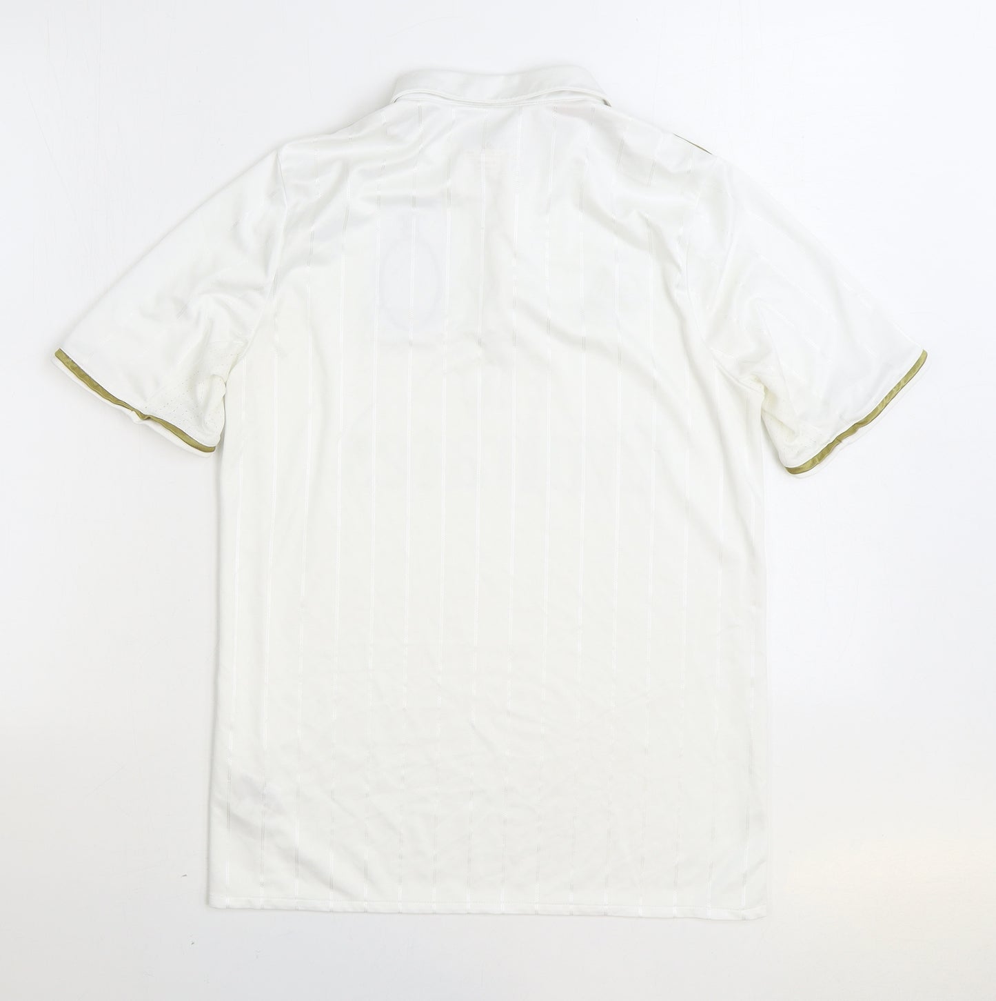 adidas Boys White Striped Polyester Basic Polo Size 15-16 Years Collared Button - AC Milan football club