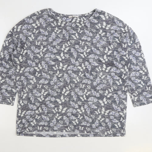 TU Womens Blue Geometric Polyester Pullover Sweatshirt Size 14 Pullover - Butterfly