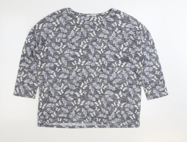 TU Womens Blue Geometric Polyester Pullover Sweatshirt Size 14 Pullover - Butterfly