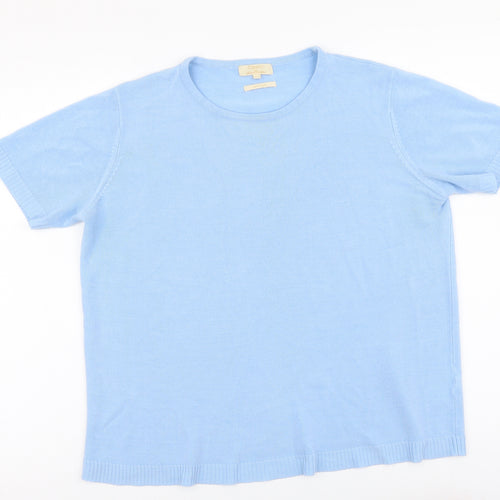 Classic Womens Blue Round Neck Acrylic Pullover Jumper Size L