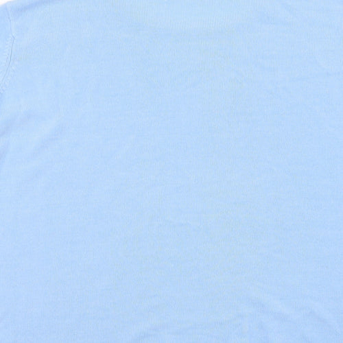Classic Womens Blue Round Neck Acrylic Pullover Jumper Size L