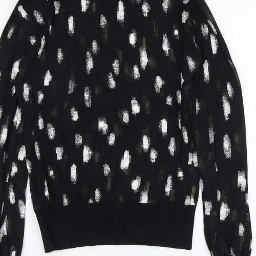 NEXT Womens Black Round Neck Geometric Viscose Pullover Jumper Size 6