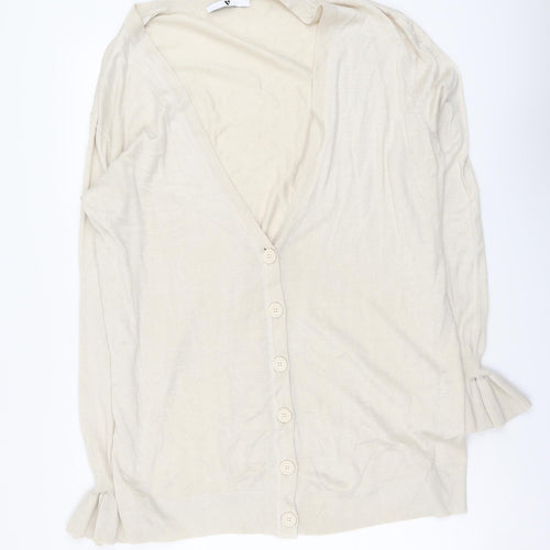 By Very Womens Beige V-Neck Acrylic Cardigan Jumper Size L