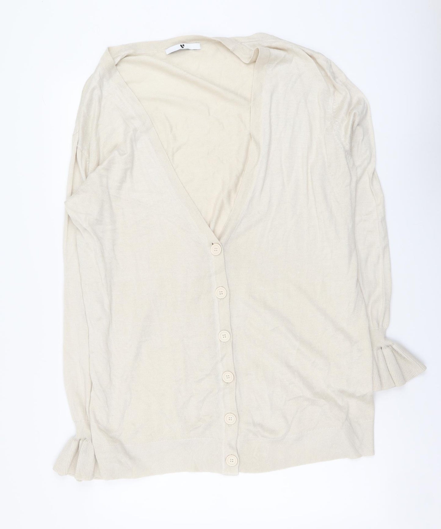 By Very Womens Beige V-Neck Acrylic Cardigan Jumper Size L