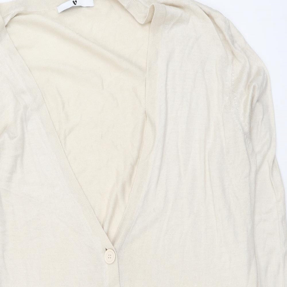 By Very Womens Beige V-Neck Acrylic Cardigan Jumper Size L