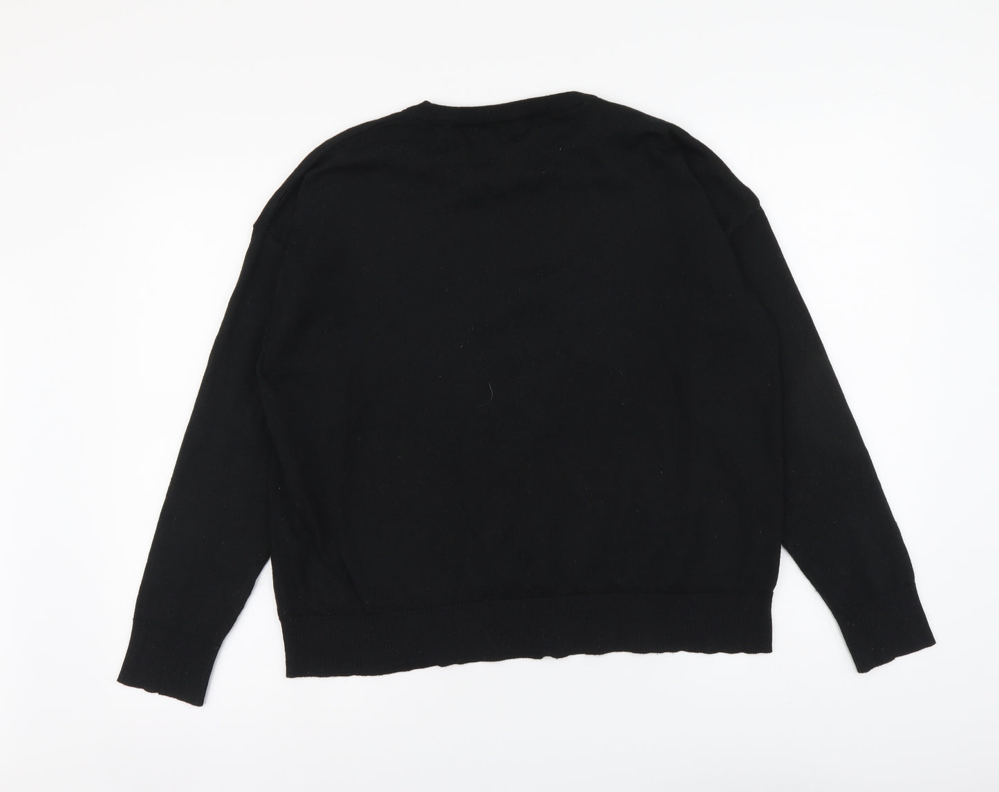 New Look Womens Black Round Neck Polyester Pullover Jumper Size M