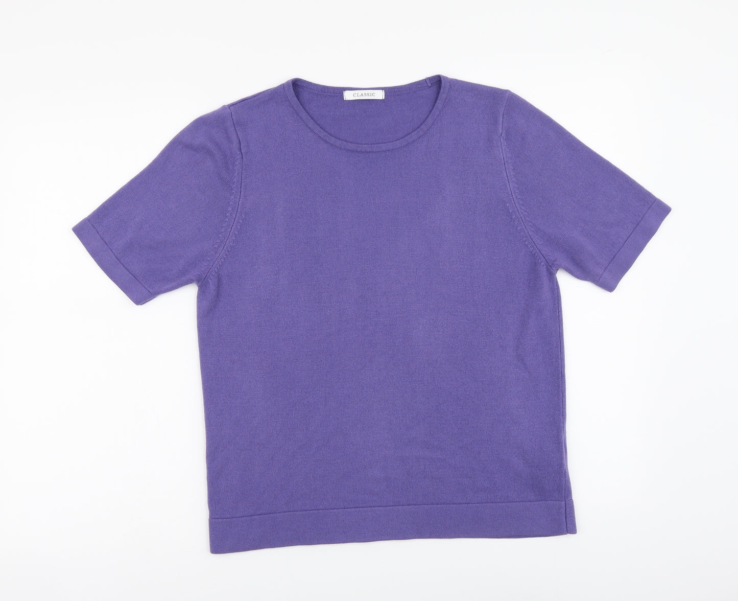 Marks and Spencer Womens Purple Round Neck Acrylic Pullover Jumper Size 12