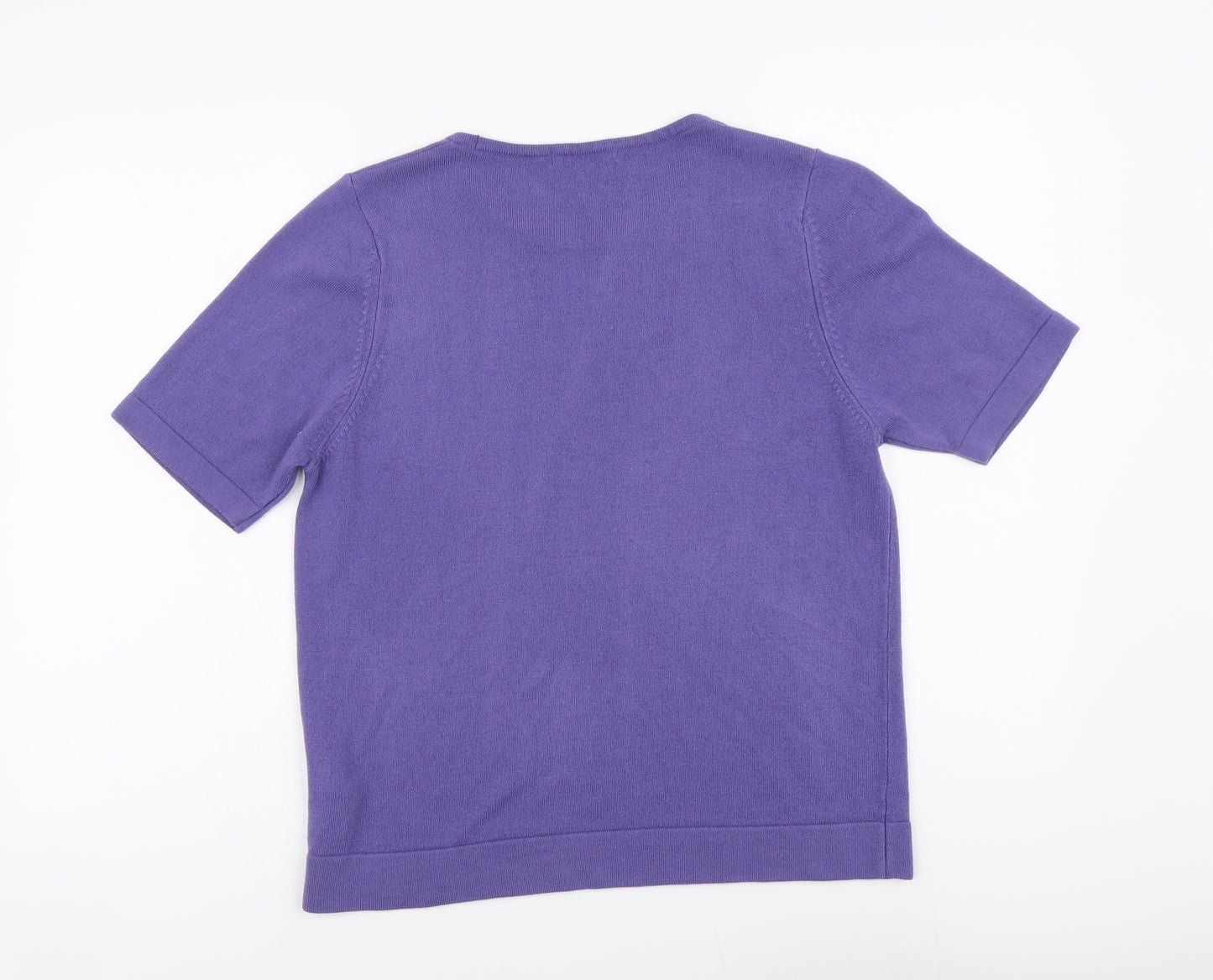 Marks and Spencer Womens Purple Round Neck Acrylic Pullover Jumper Size 12