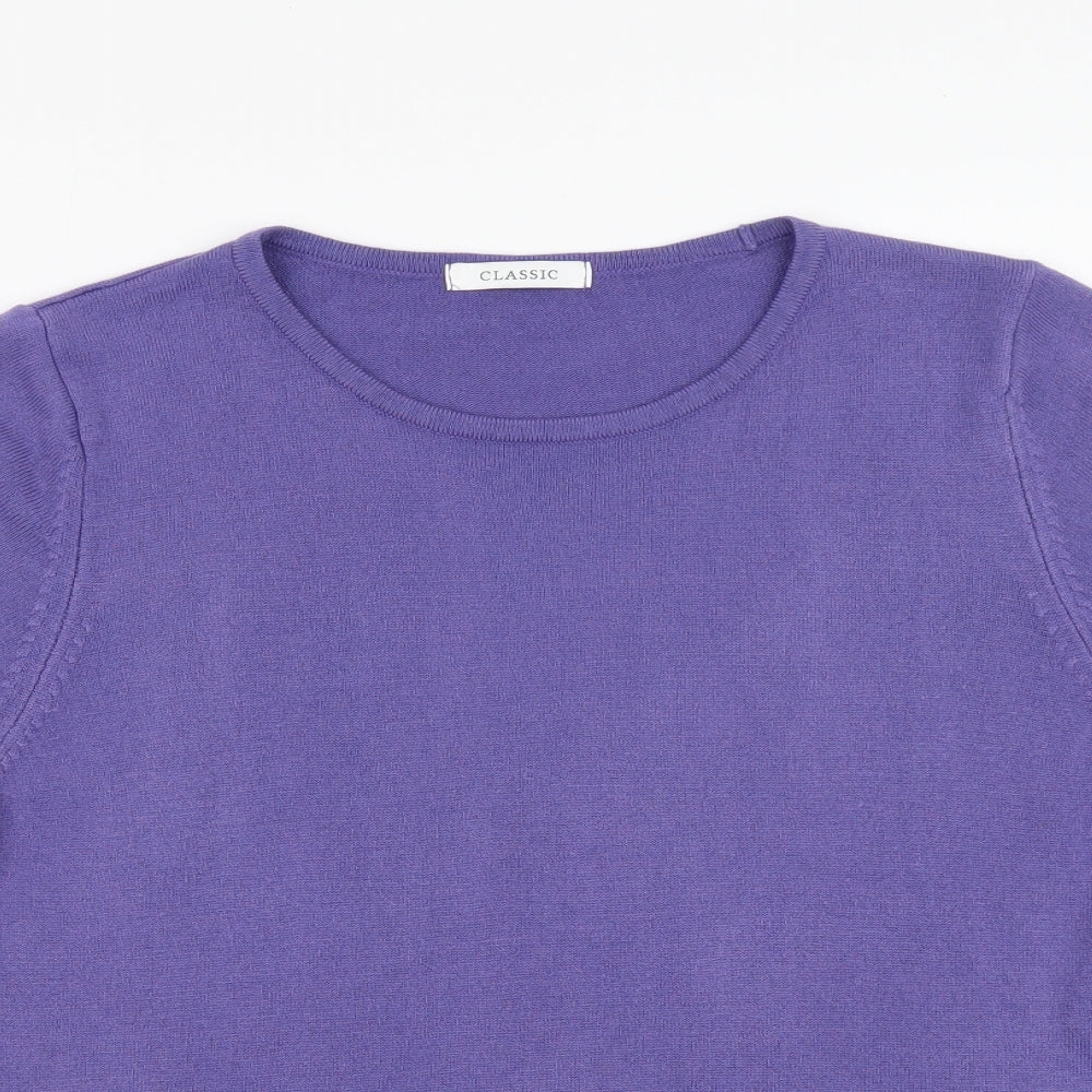 Marks and Spencer Womens Purple Round Neck Acrylic Pullover Jumper Size 12