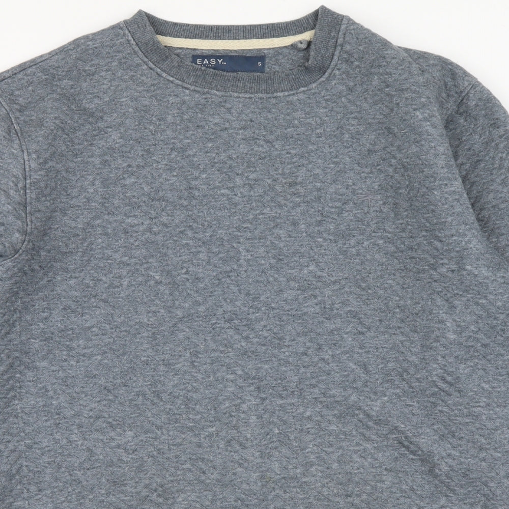 Easy Mens Blue Polyester Henley Hoodie Size S