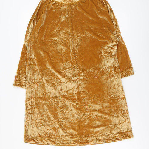 Zara Womens Gold Polyester Tunic Blouse Size S Round Neck