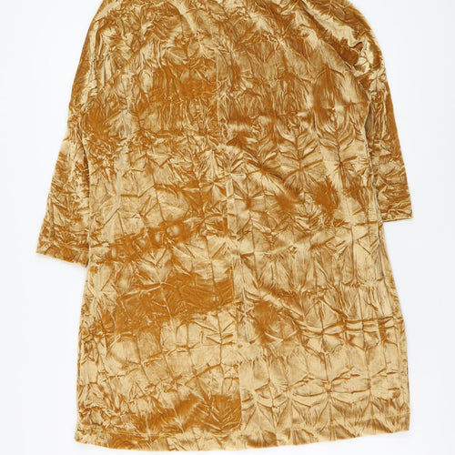 Zara Womens Gold Polyester Tunic Blouse Size S Round Neck