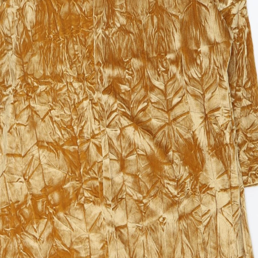 Zara Womens Gold Polyester Tunic Blouse Size S Round Neck