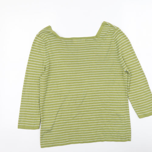 NEXT Womens Green Striped Polyester Basic Blouse Size 16 Square Neck