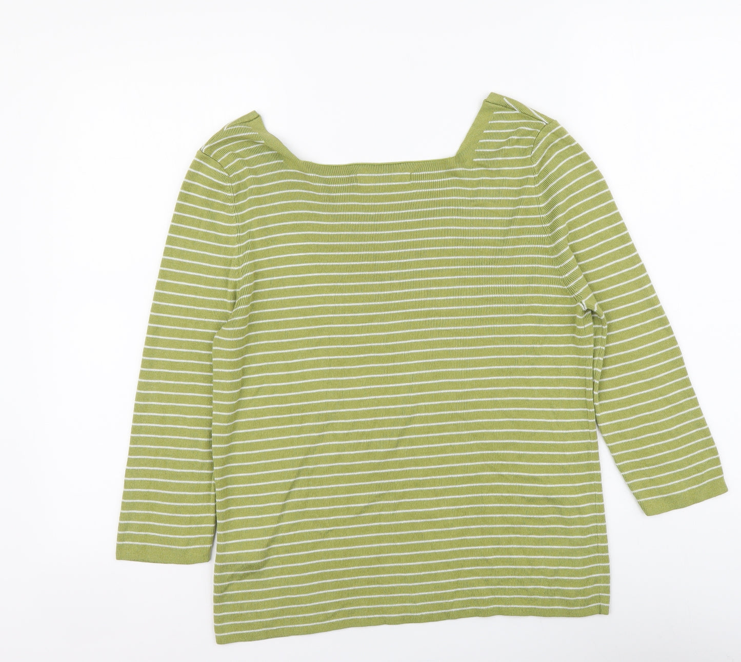 NEXT Womens Green Striped Polyester Basic Blouse Size 16 Square Neck