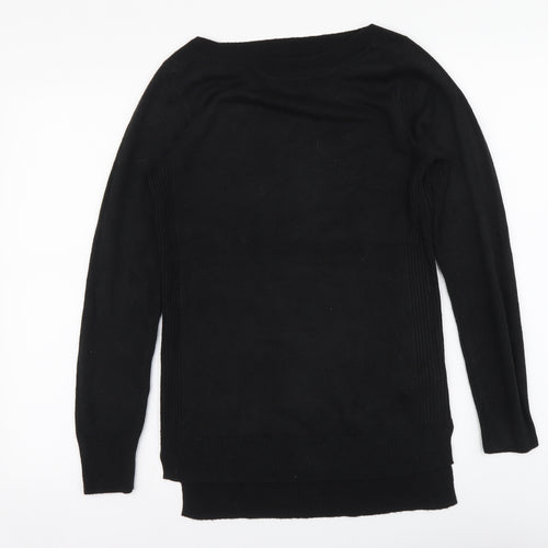 F&F Womens Black Boat Neck Acrylic Pullover Jumper Size 6