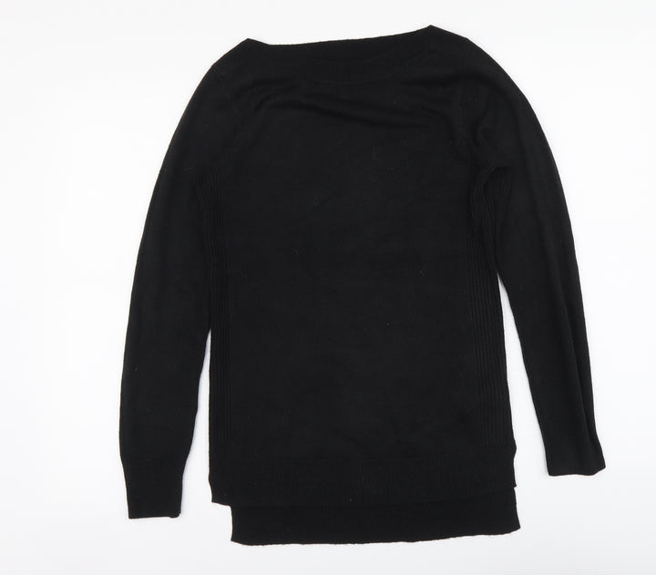 F&F Womens Black Boat Neck Acrylic Pullover Jumper Size 6