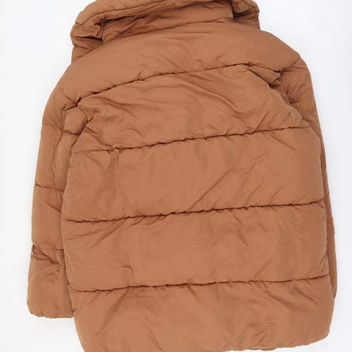 River Island Womens Brown Puffer Jacket Coat Size M Button