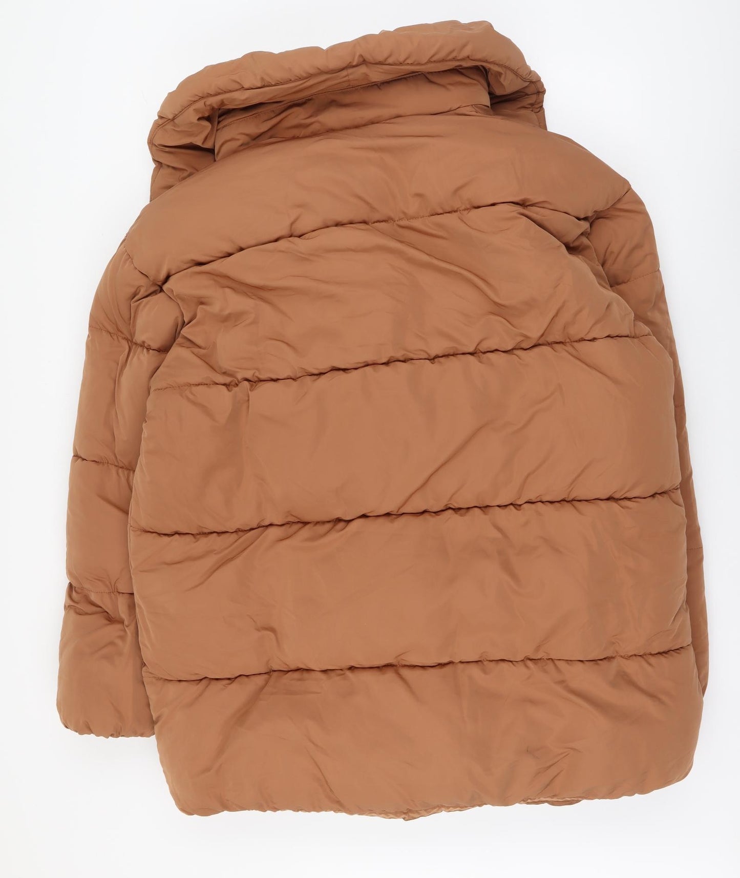 River Island Womens Brown Puffer Jacket Coat Size M Button