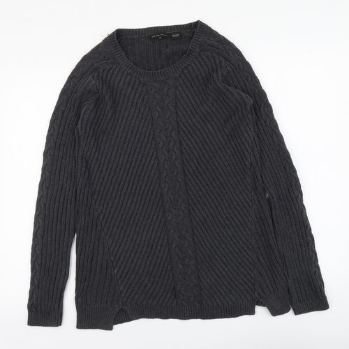 Jeanne Pierre Womens Grey Round Neck Acrylic Pullover Jumper Size M