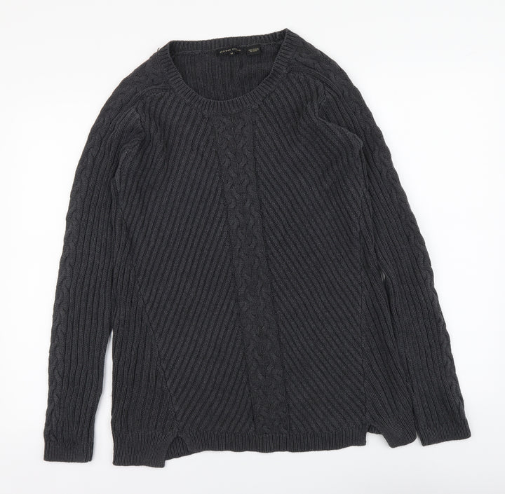 Jeanne Pierre Womens Grey Round Neck Acrylic Pullover Jumper Size M