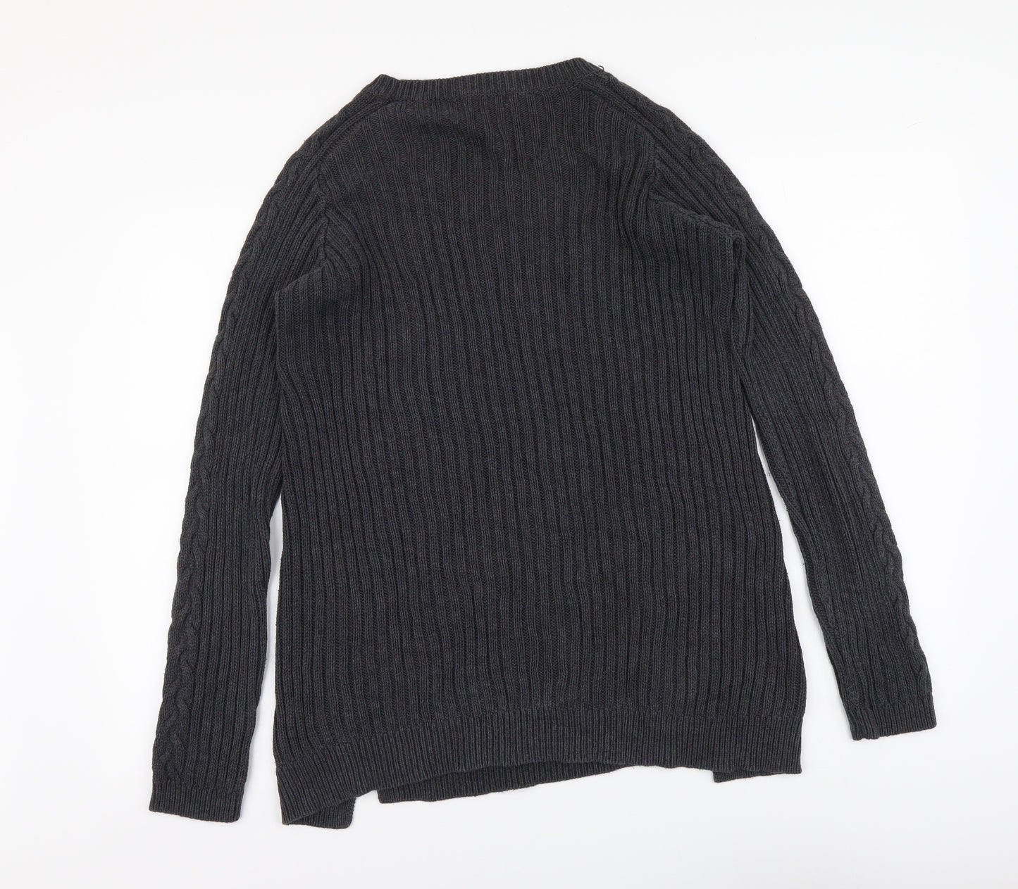Jeanne Pierre Womens Grey Round Neck Acrylic Pullover Jumper Size M