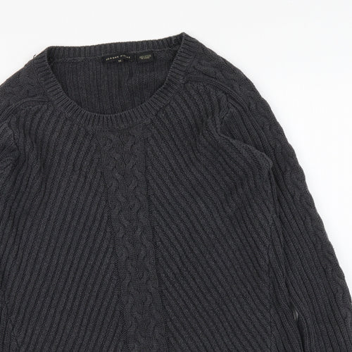 Jeanne Pierre Womens Grey Round Neck Acrylic Pullover Jumper Size M