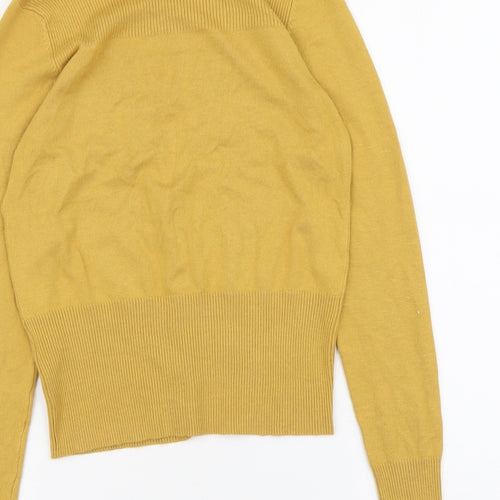 New Look Womens Yellow V-Neck Viscose Cardigan Jumper Size 10