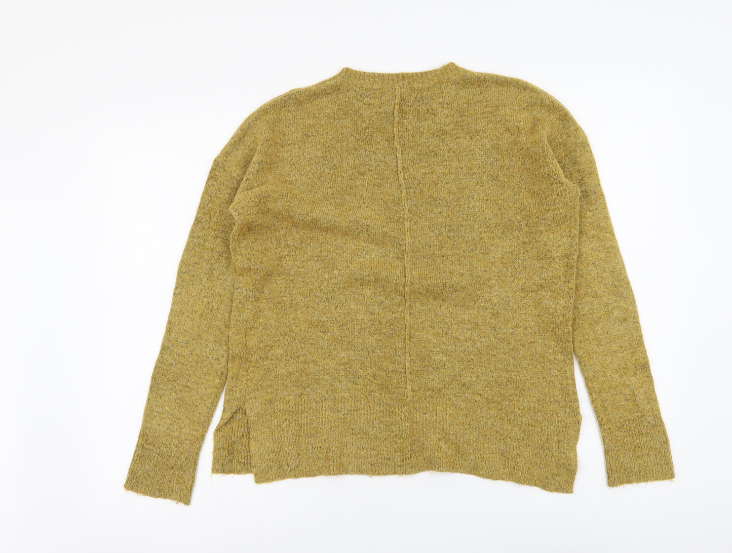 Papaya Womens Yellow Round Neck Acrylic Pullover Jumper Size S