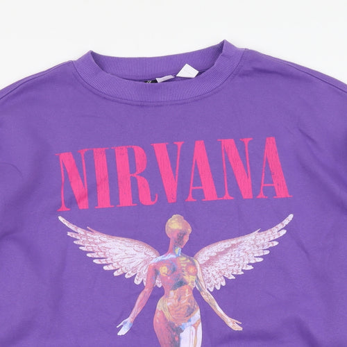 H&M Womens Purple Cotton Pullover Sweatshirt Size S Pullover - Nirvana