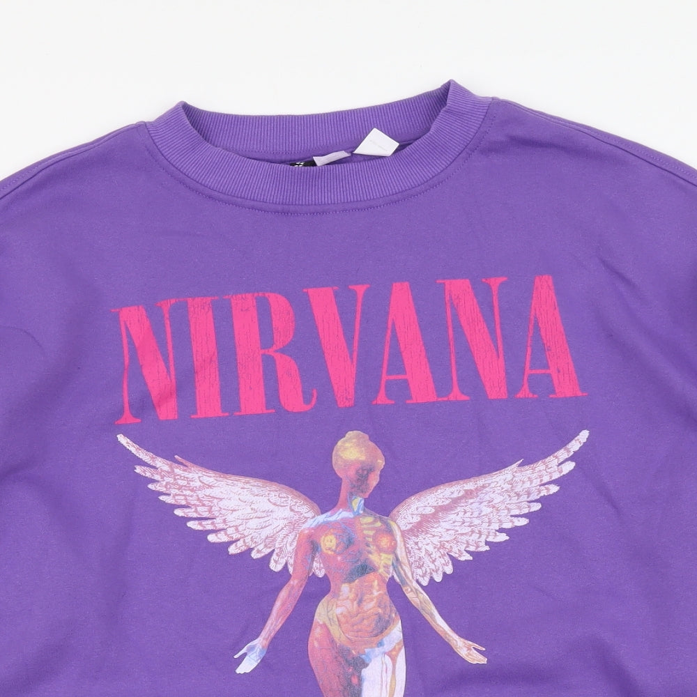 H&M Womens Purple Cotton Pullover Sweatshirt Size S Pullover - Nirvana
