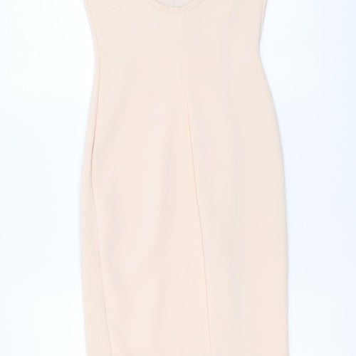Club L Womens Pink Polyester Bodycon Size S Boat Neck Pullover - Lace Detail