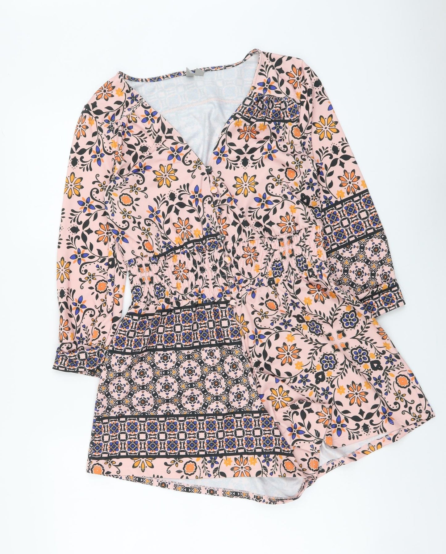 ASOS Womens Multicoloured Geometric Polyester Playsuit One-Piece Size 8 Button