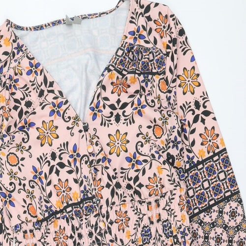 ASOS Womens Multicoloured Geometric Polyester Playsuit One-Piece Size 8 Button