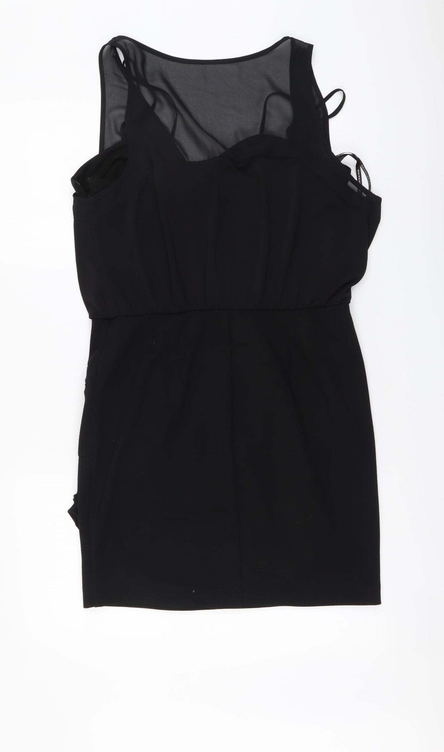 Warehouse Womens Black Polyester Mini Size 12 V-Neck Zip