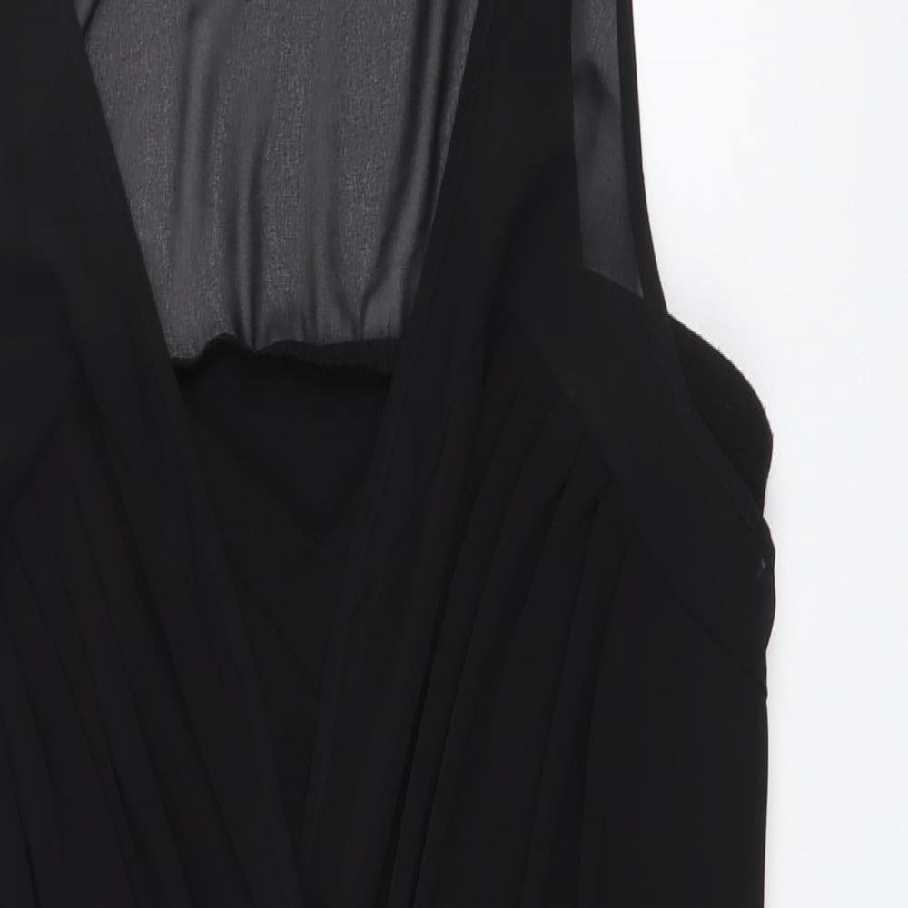 Warehouse Womens Black Polyester Mini Size 12 V-Neck Zip