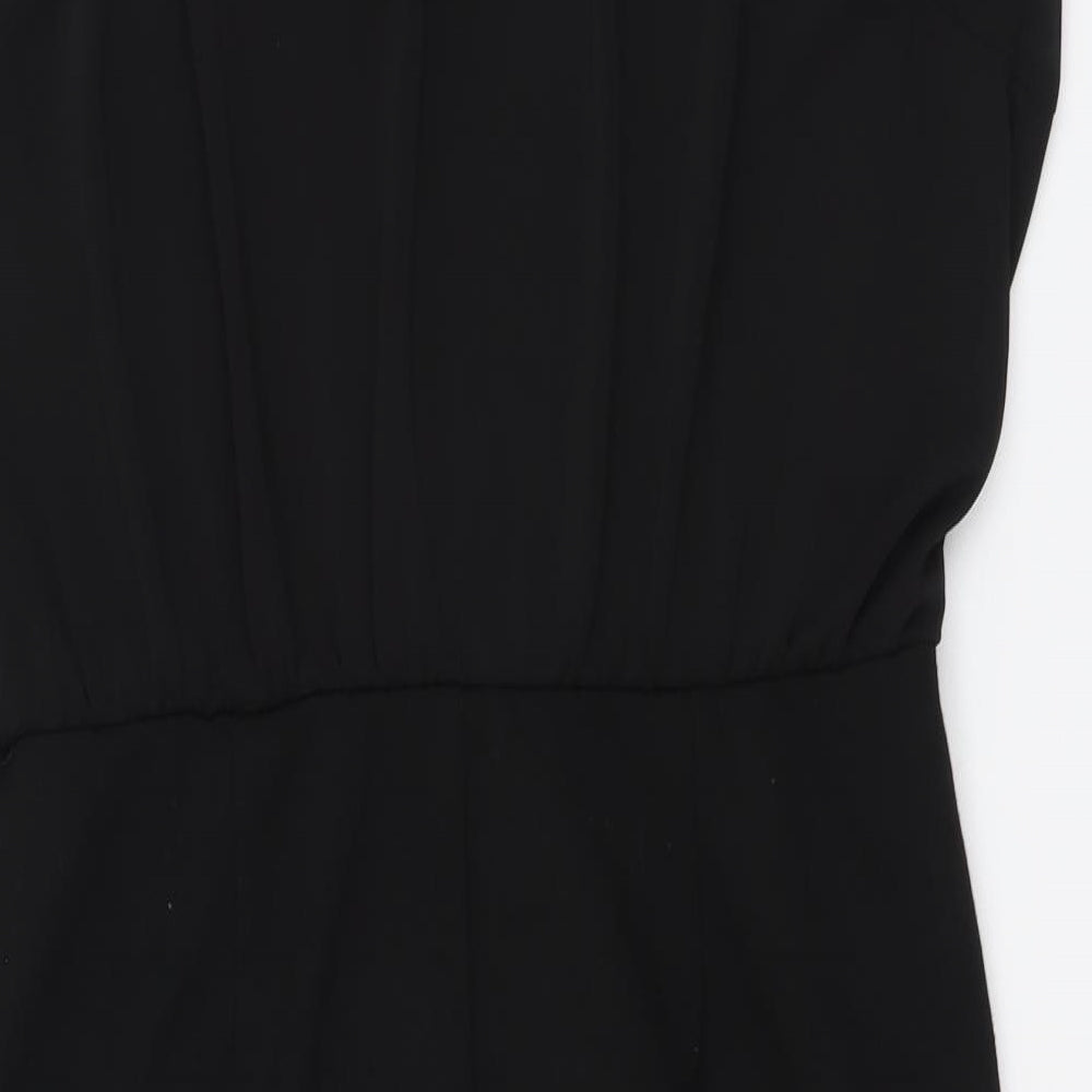 Warehouse Womens Black Polyester Mini Size 12 V-Neck Zip