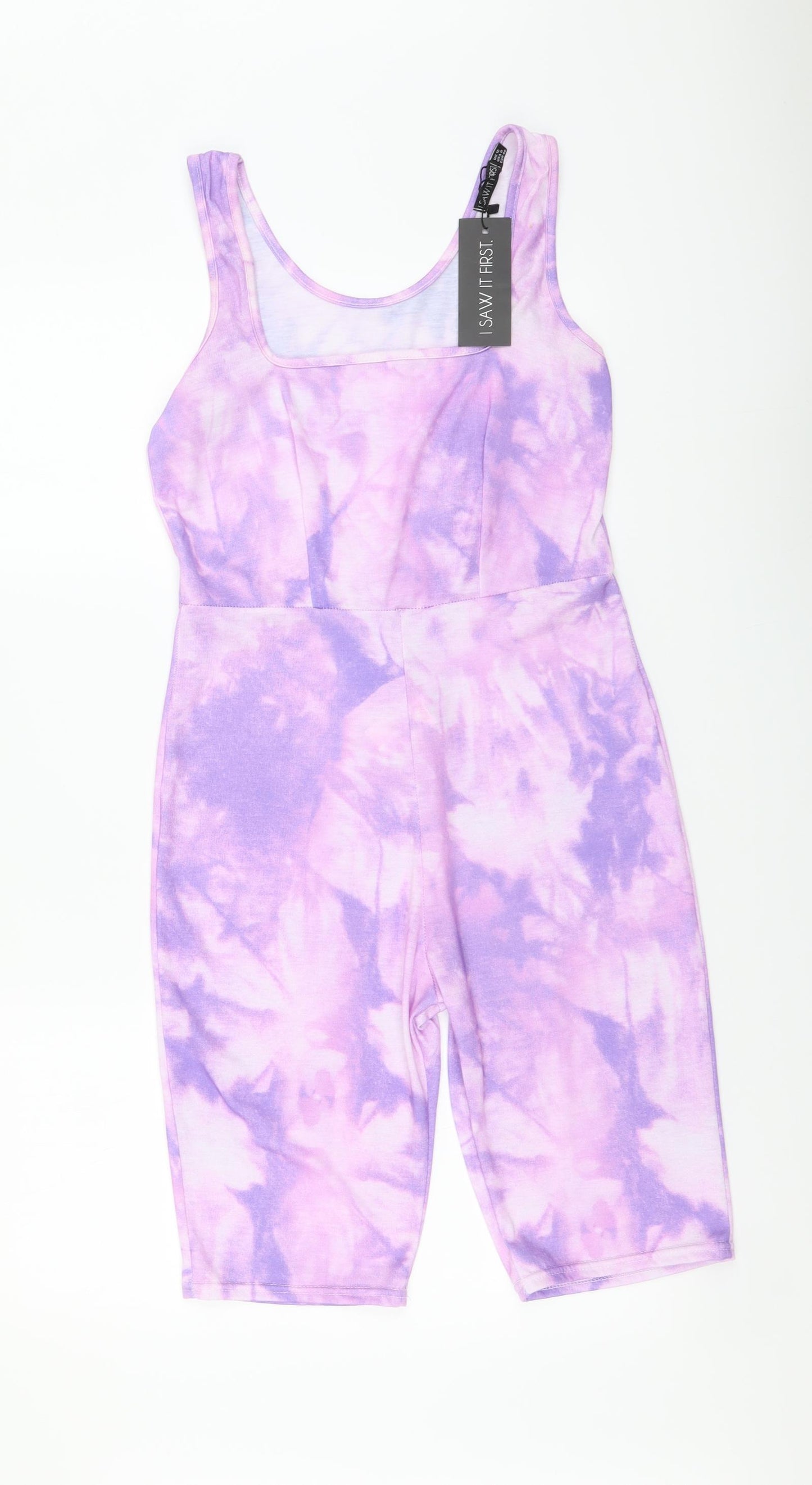 I SAW IT FIRST Womens Purple Tie Dye Polyester Playsuit One-Piece Size 12 Pullover
