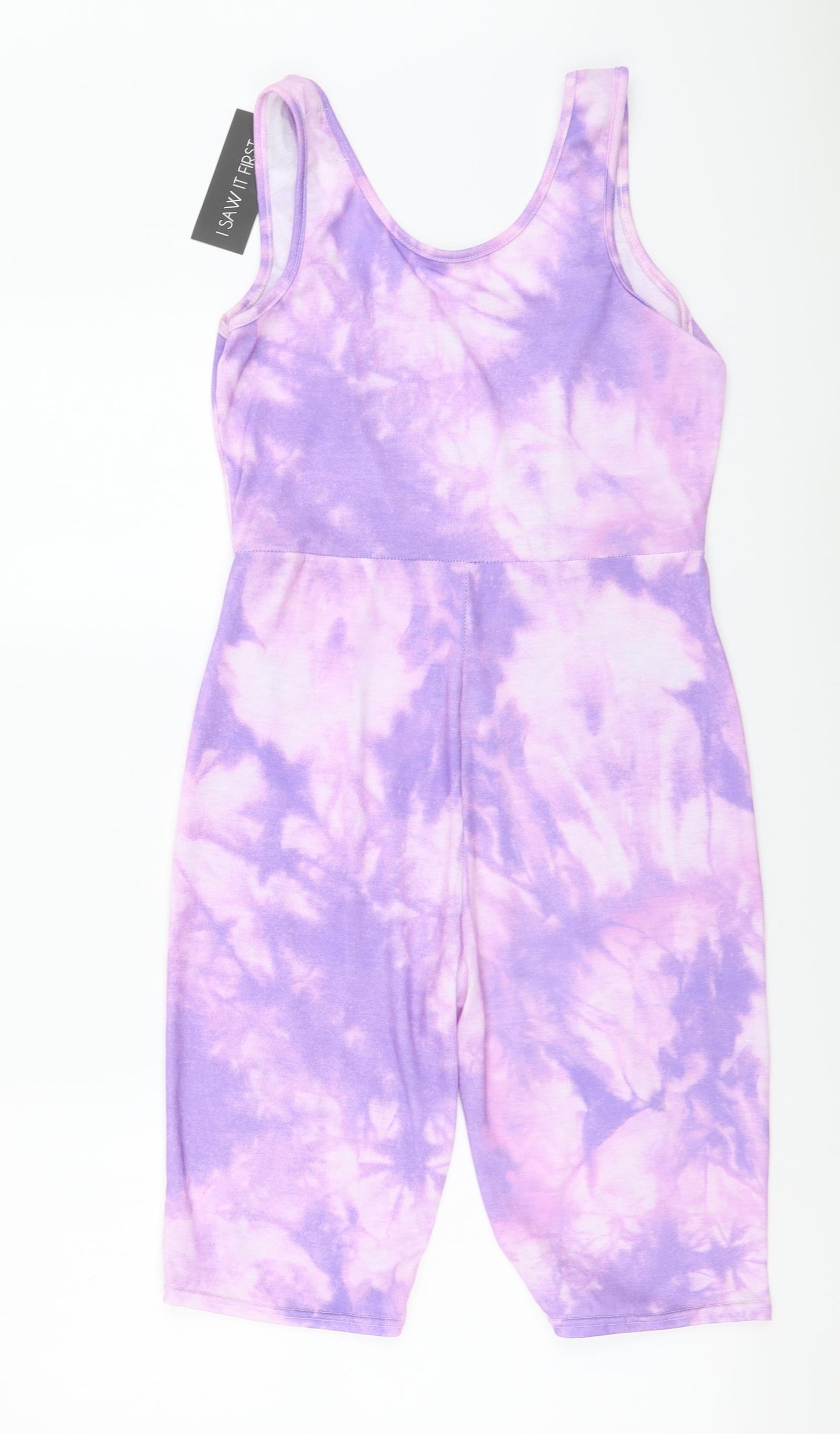 I SAW IT FIRST Womens Purple Tie Dye Polyester Playsuit One-Piece Size 12 Pullover