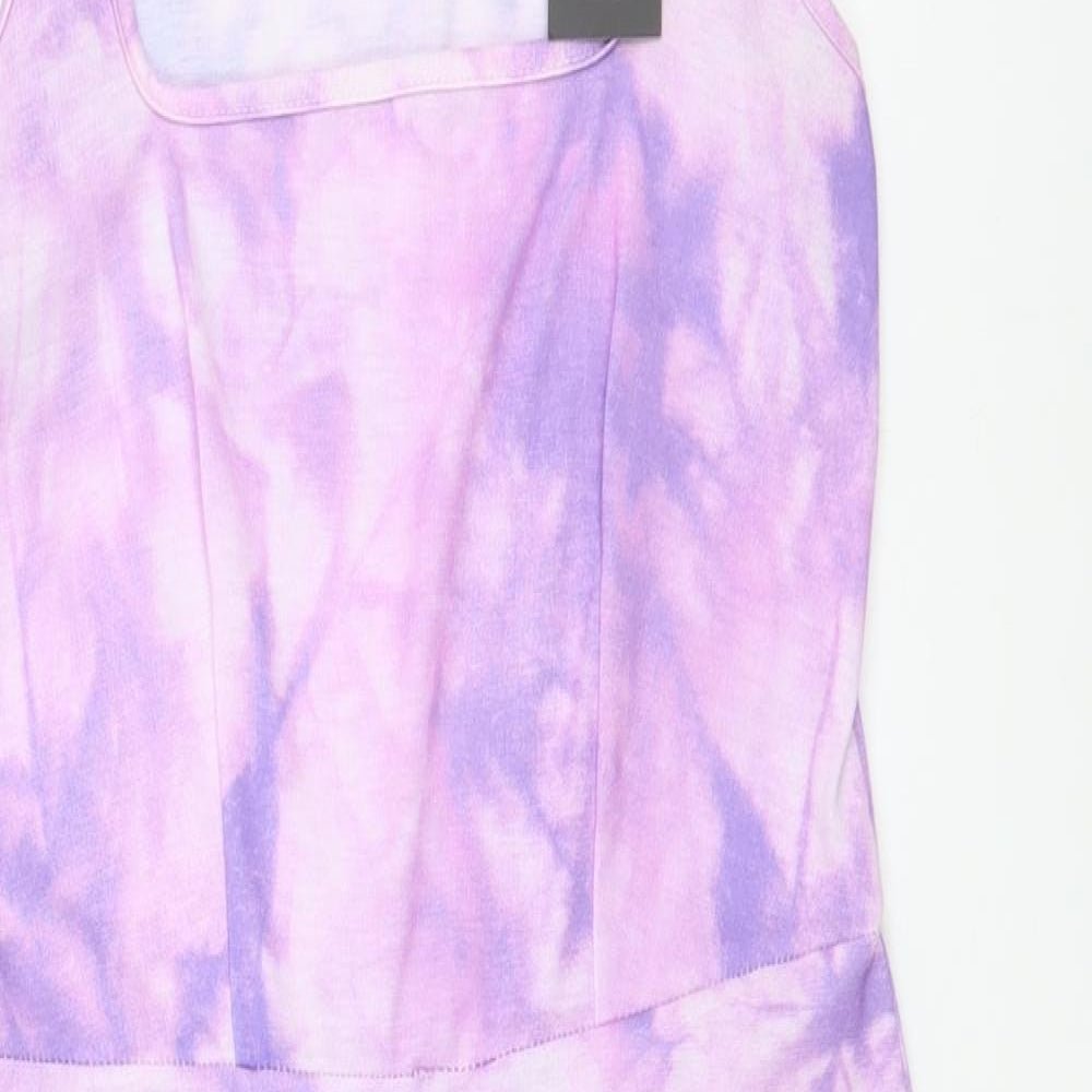 I SAW IT FIRST Womens Purple Tie Dye Polyester Playsuit One-Piece Size 12 Pullover