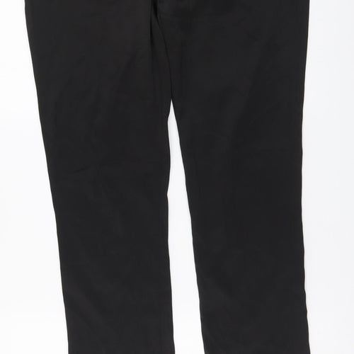 OKAY Womens Black Polyester Trousers Size 42 L31 in Regular Button