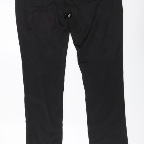 OKAY Womens Black Polyester Trousers Size 42 L31 in Regular Button