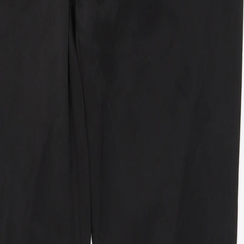 OKAY Womens Black Polyester Trousers Size 42 L31 in Regular Button