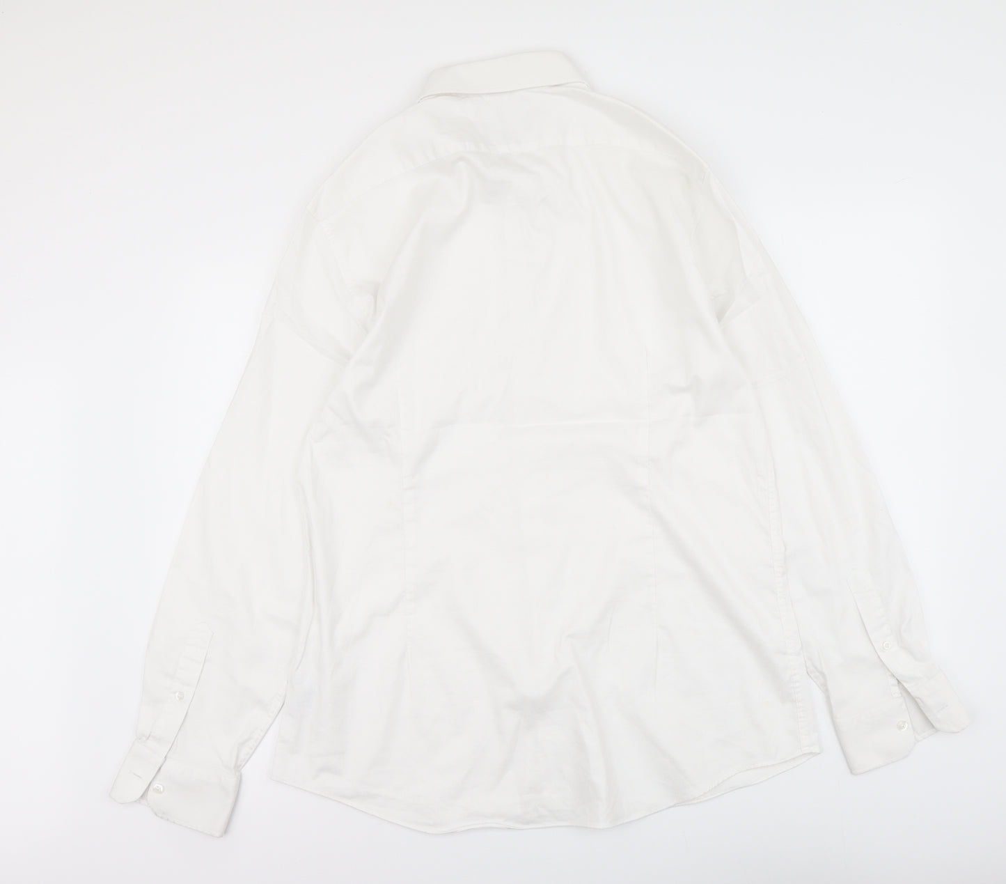 Marks and Spencer Mens White Cotton Button-Up Size 17 Collared Button