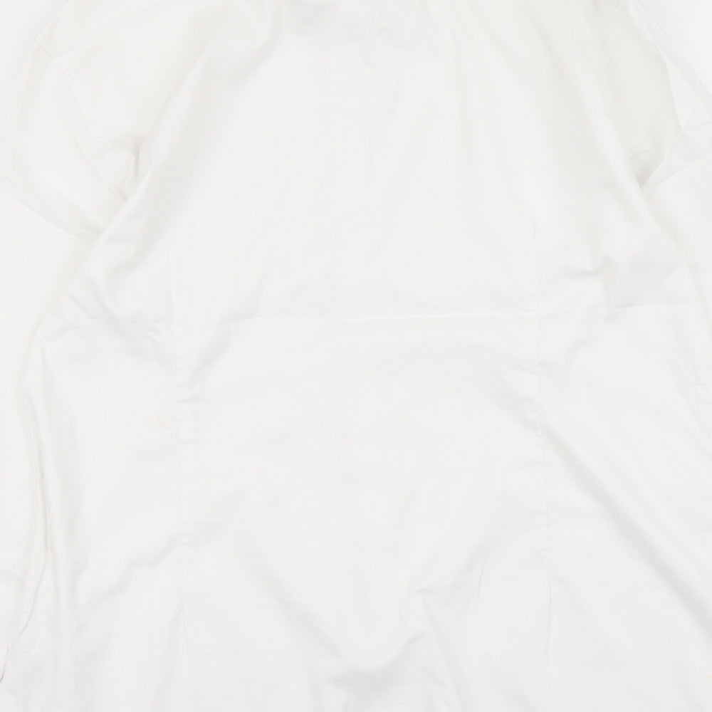 Marks and Spencer Mens White Cotton Button-Up Size 17 Collared Button