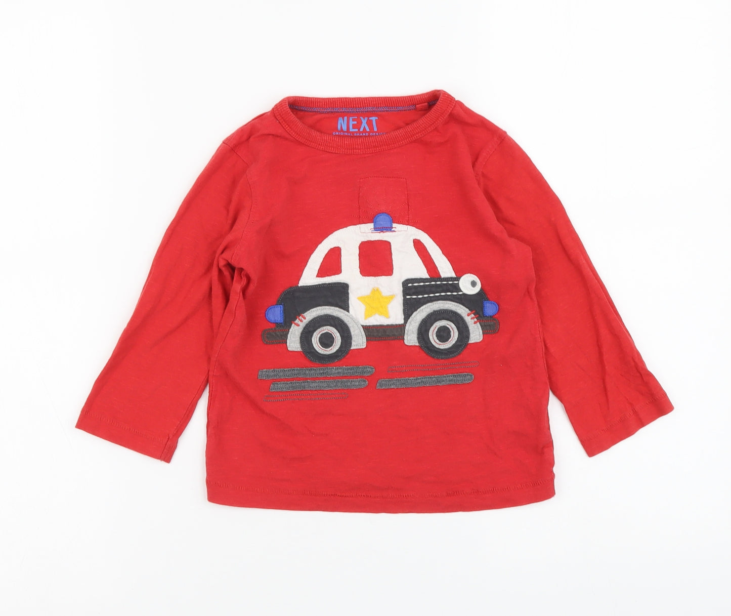 NEXT Boys Red Cotton Basic T-Shirt Size 18-24 Months Round Neck Pullover