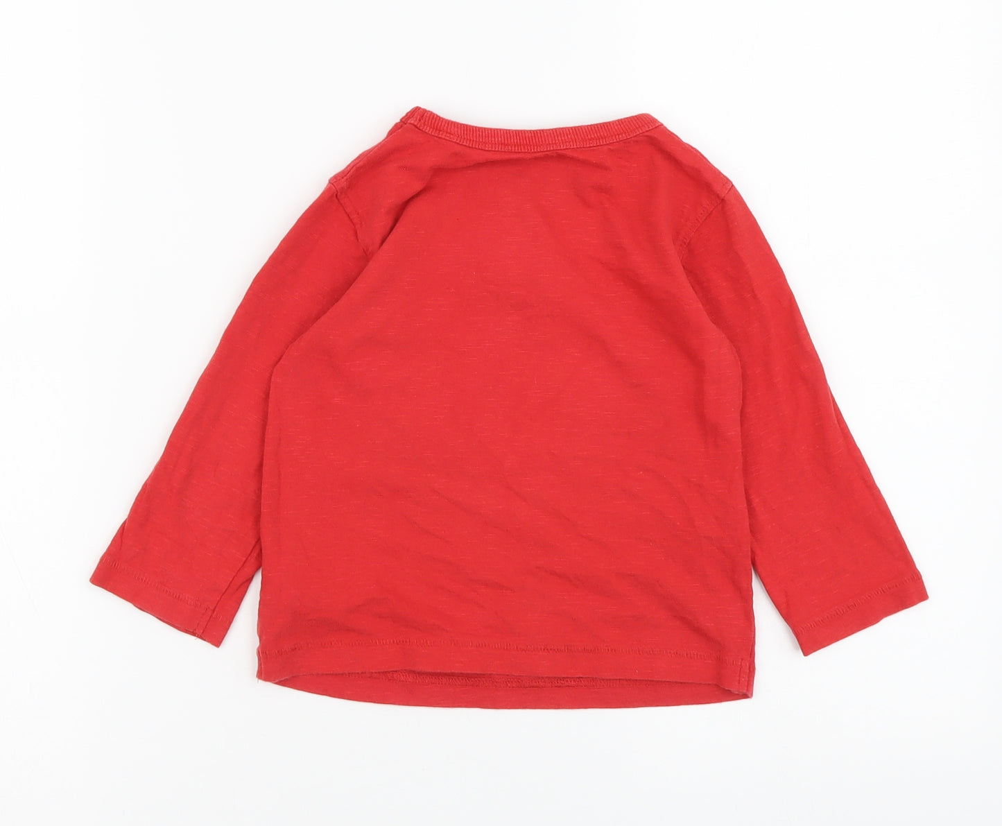 NEXT Boys Red Cotton Basic T-Shirt Size 18-24 Months Round Neck Pullover