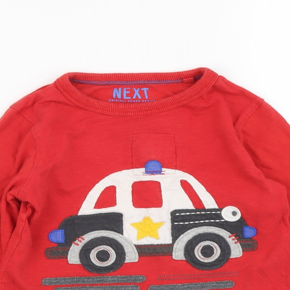 NEXT Boys Red Cotton Basic T-Shirt Size 18-24 Months Round Neck Pullover