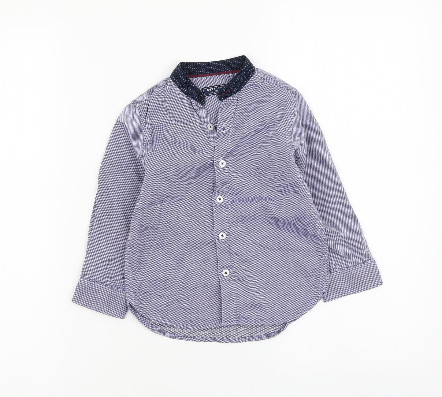 NEXT Boys Blue Cotton Basic Button-Up Size 2-3 Years Collared Button
