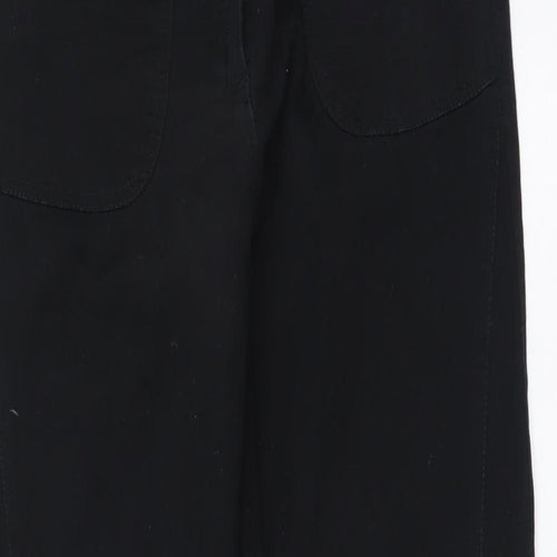Casual Clothing Womens Black Cotton Trousers Size 42 L32 in Regular Button